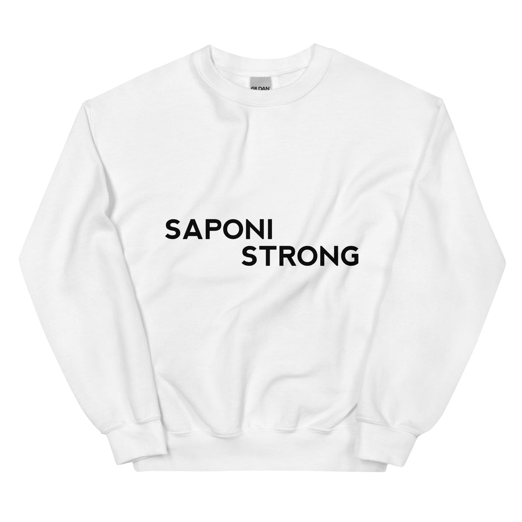 Saponi Strong White Unisex Sweatshirt by Chained Dolls