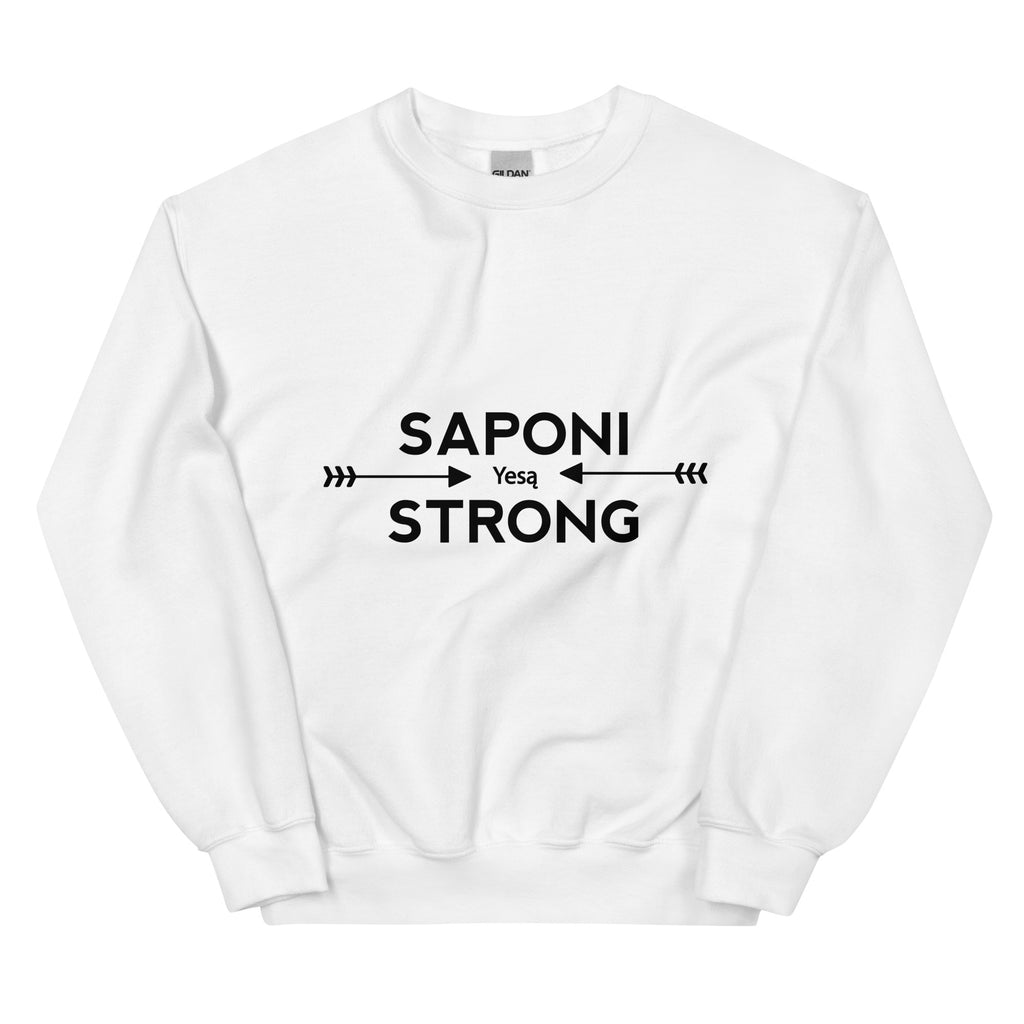 Saponi Strong Arrows White Unisex Sweatshirt by Chained Dolls