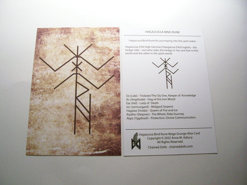 Hagazussa Bind Rune Beige Grunge Altar Card by Chained Dolls
