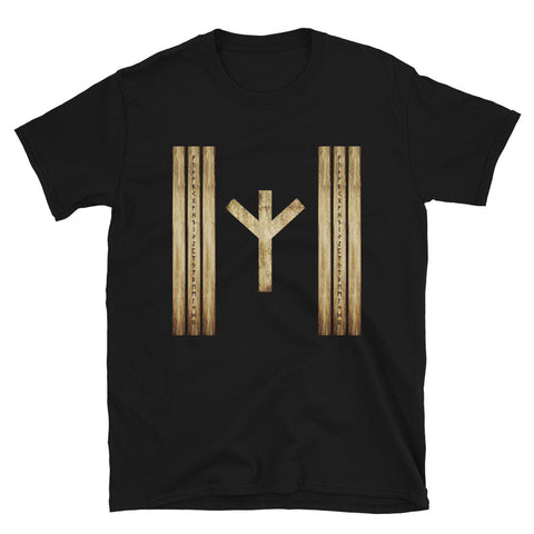 Algiz Brown Grunge  Black Unisex T-shirts by Chained Dolls