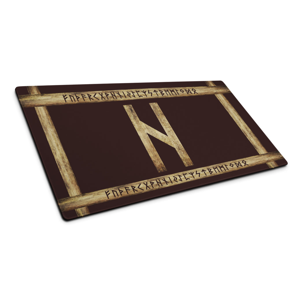 Hagalaz Brown Grunge Gaming Mouse Pad by Chained Dolls