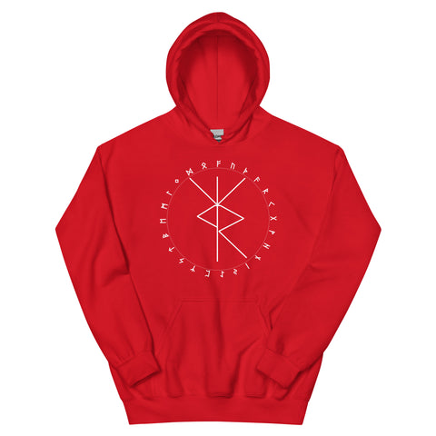 Travel Protection Bind Rune Red Unisex Hoodie by Chained Dolls