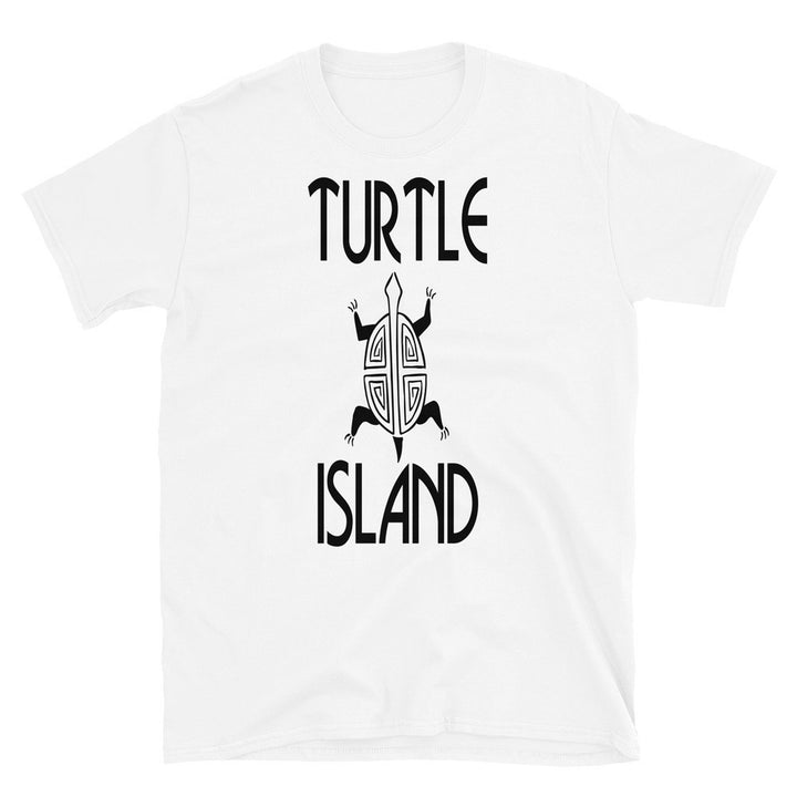 Turtle Island White Unisex T-shirt 3 by Chained Dolls