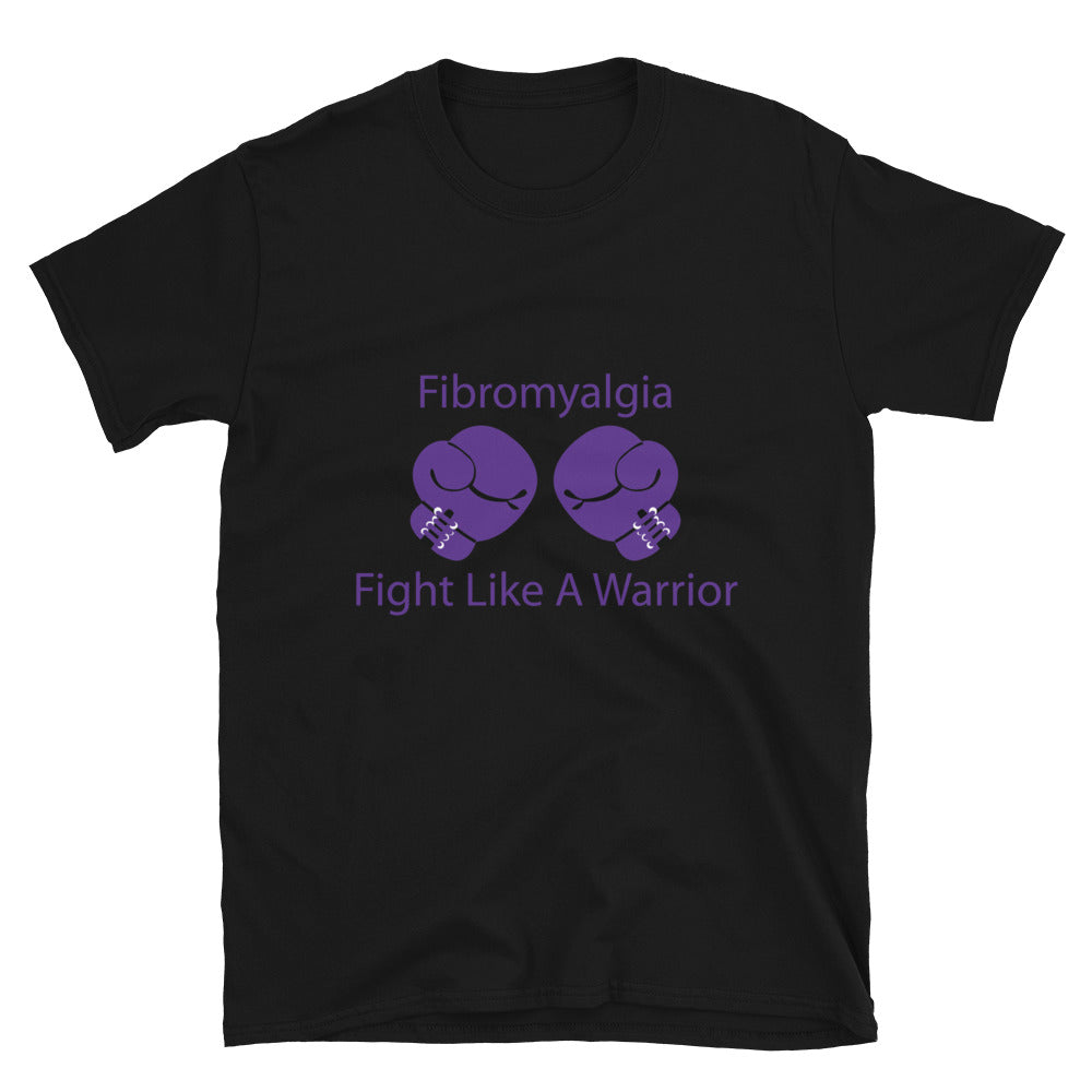 Fibromyalgia Fight Like A Warrior Black T-shirts by Chained Dolls