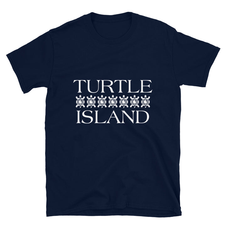 Turtle Island Navy Unisex T-shirt 4 by Chained Dolls
