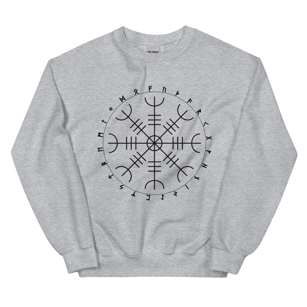 Aegishjalmr Runes Sport Grey Sweatshirt by Chained Dolls