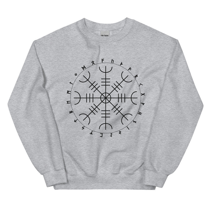 Aegishjalmr Runes Sport Grey Sweatshirt by Chained Dolls