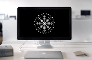 Aegishjalmr Runes Black Desktop Wallpaper by Chained Dolls
