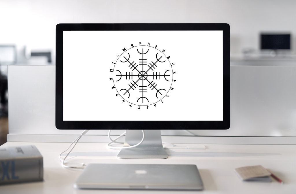 Aegishjalmr Runes White Desktop Wallpaper by Chained Dolls