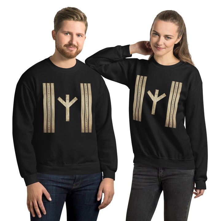 Algiz Brown Grunge Black Unisex Sweatshirt by Chained Dolls