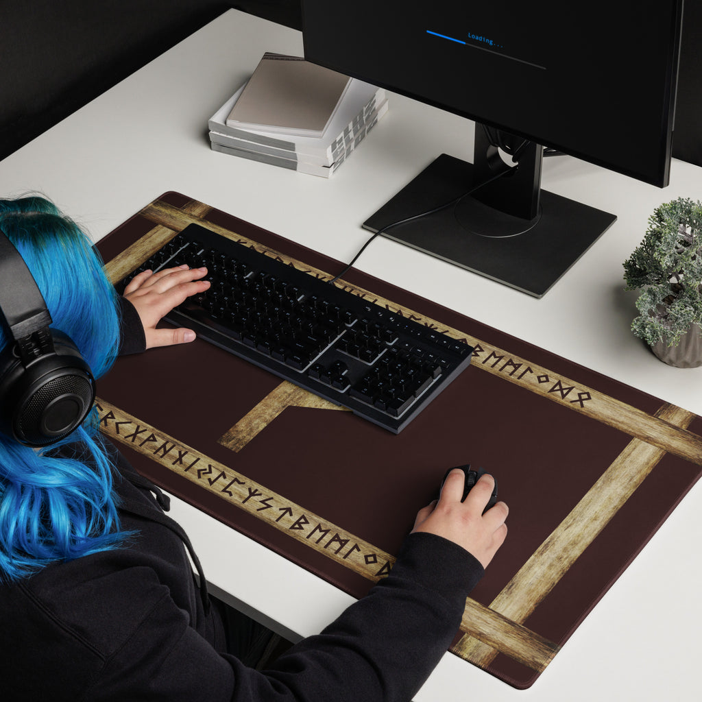 Fehu Brown Grunge Gaming Mouse Pad by Chained Dolls
