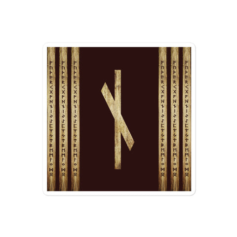 Nauthiz Brown Grunge 4x4 inch Sticker by Chained Dolls