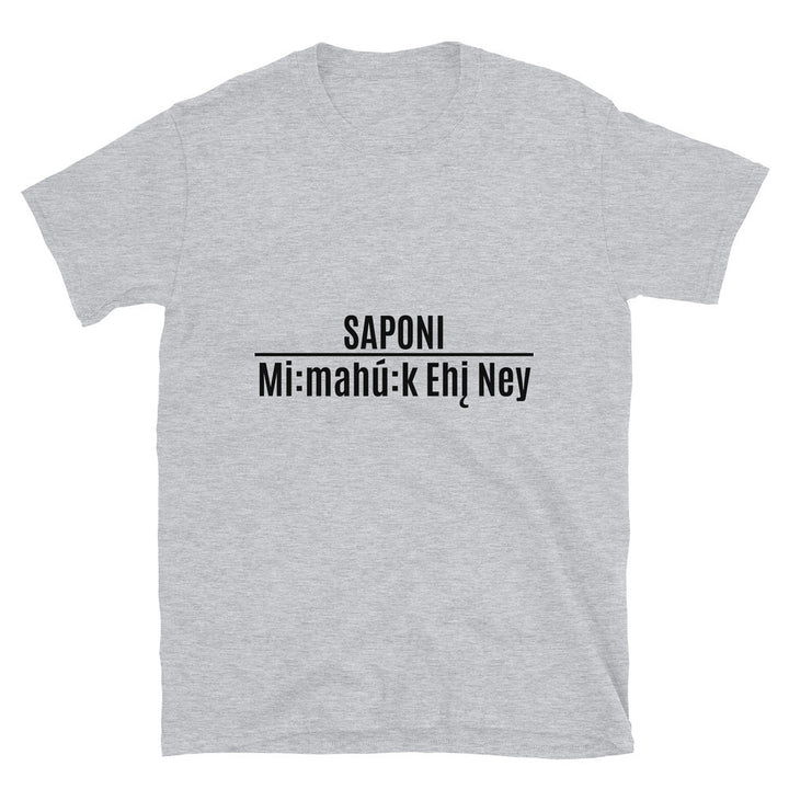 Saponi Mi:mahú:k Ehį́ Ney Sport Grey T-shirt by Chained Dolls