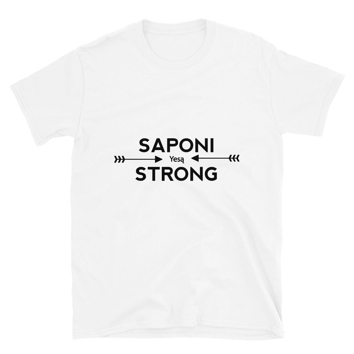 Saponi Strong Arrows White Unisex T-shirt by Chained Dolls