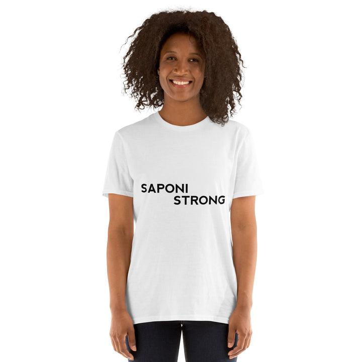 Saponi Strong White Unisex T-shirt by Chained Dolls