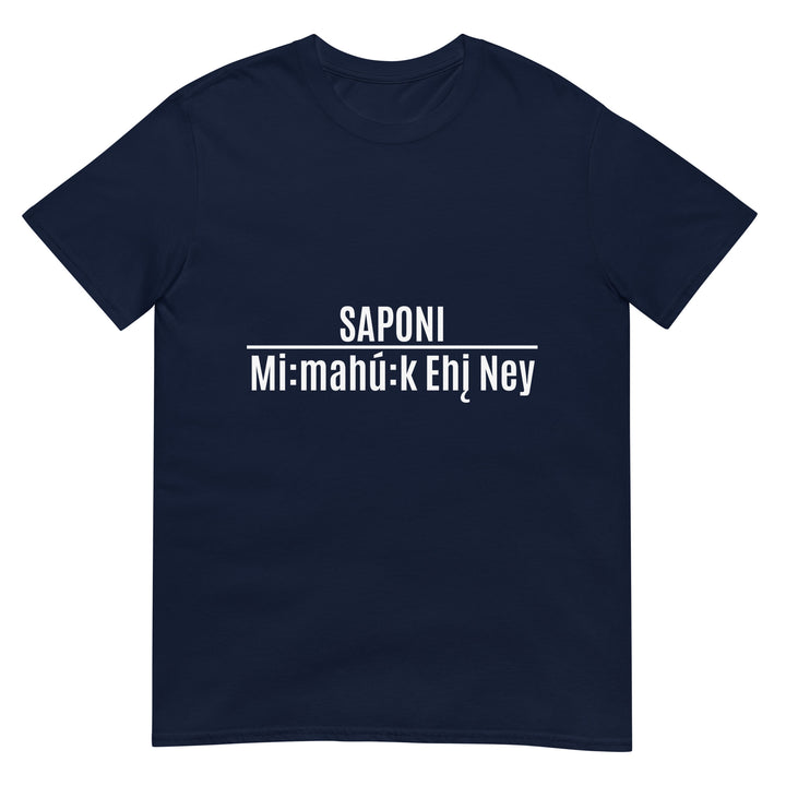 Saponi Mi:mahú:k Ehį́ Ney Navy T-shirt by Chained Dolls