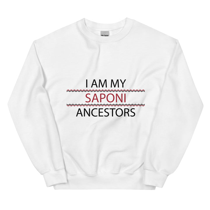 Saponi Ancestors White Unisex Sweatshirt by Chained Dolls