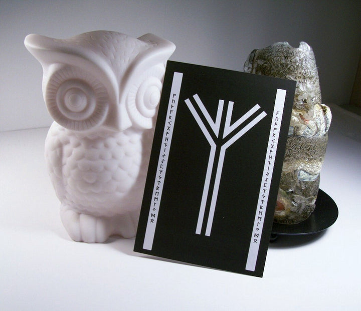 Algiz Black and White Altar Card by Chained Dolls