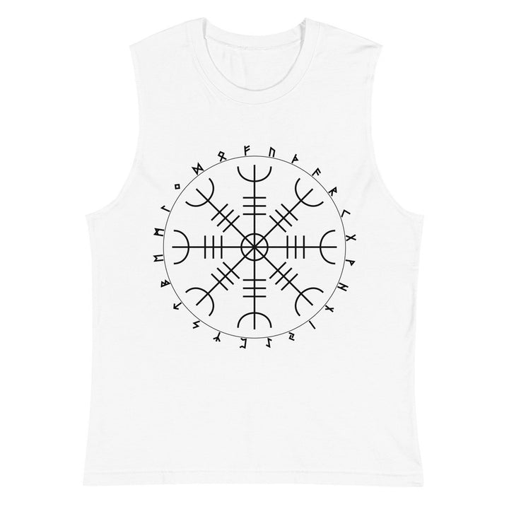 Aegishjalmr Runes White Muscle Shirt by Chained Dolls