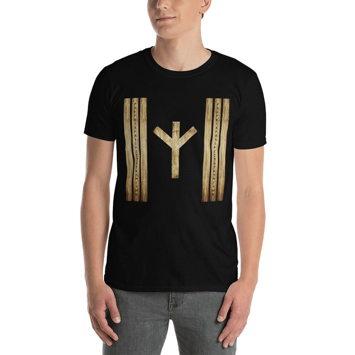 Algiz Brown Grunge Black Unisex T-shirts by Chained Dolls