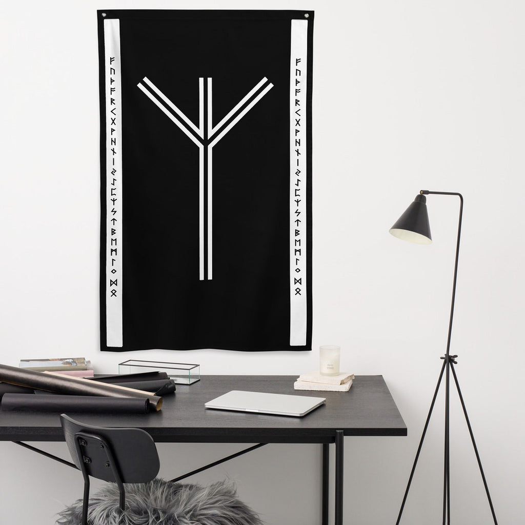 Algiz Black and White Wall Hanging by Chained Dolls