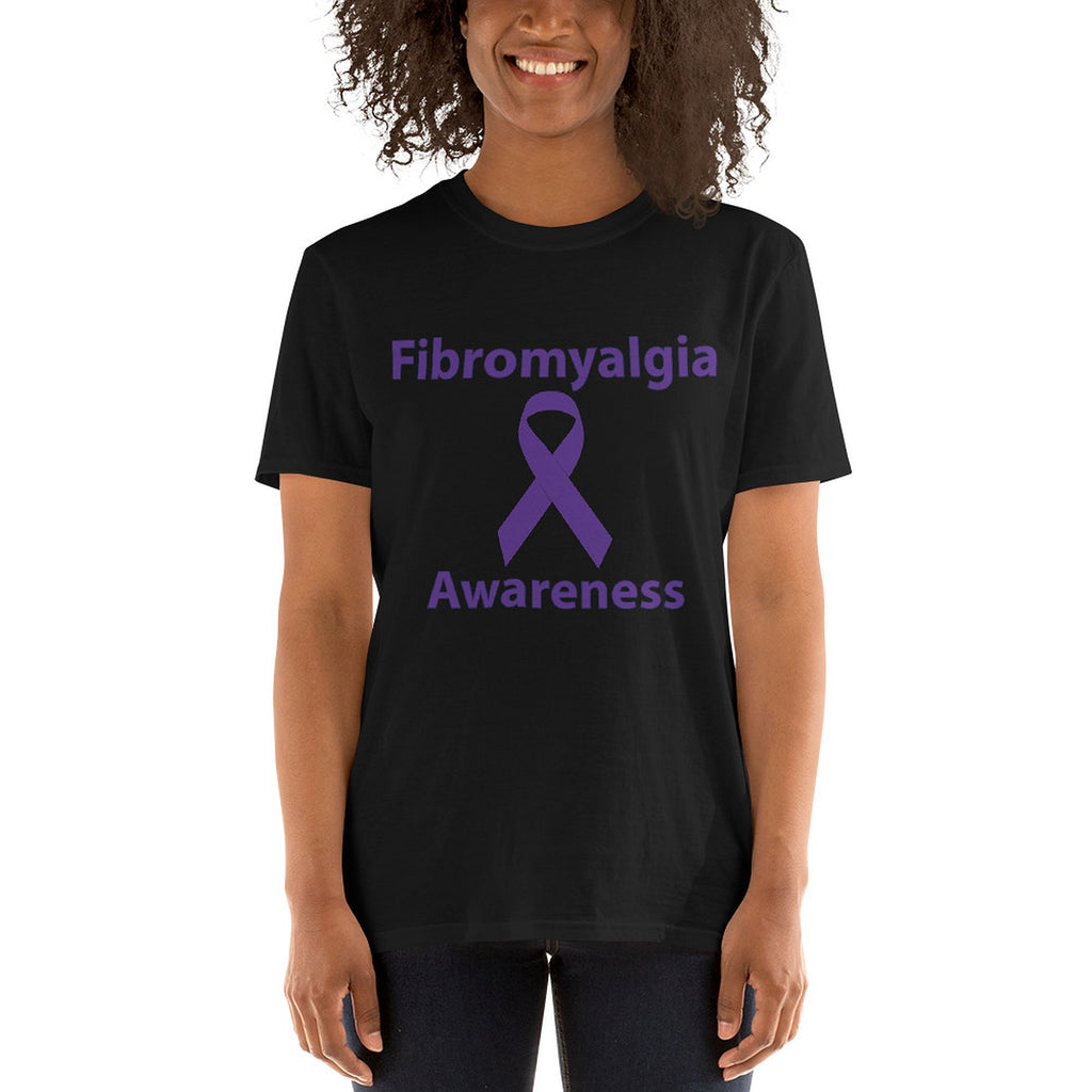 Fibromyalgia Awareness Ribbon Black T-shirt by Chained Dolls