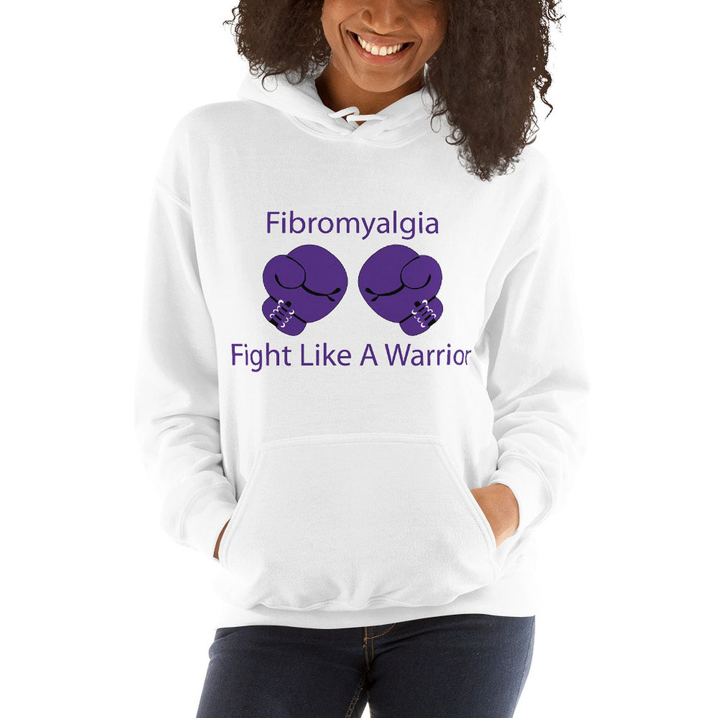 Fibromyalgia Fight Like A Warrior White Hoodies by Chained Dolls