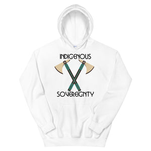 Indigenous Sovereignty Tomahawk White Hoodies by Chained Dolls
