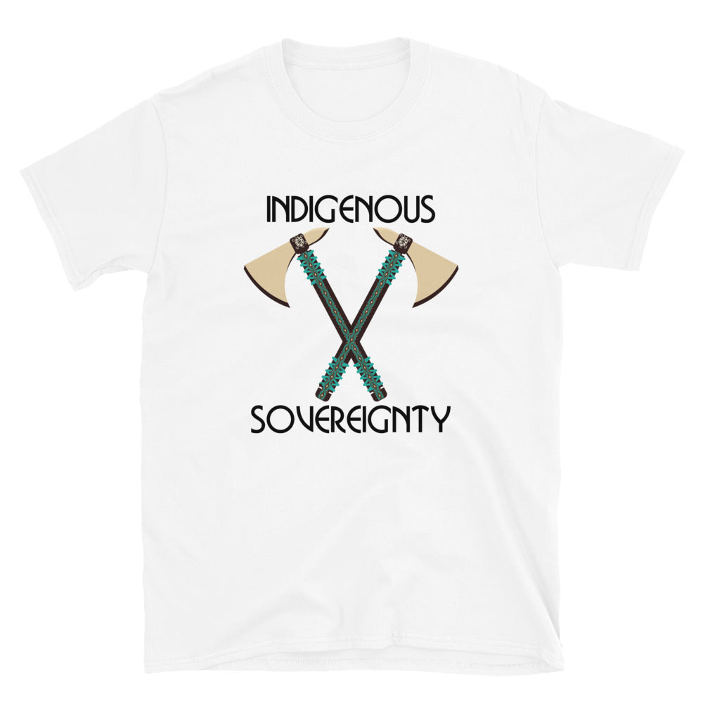 Indigenous Sovereignty Tomahawk White T-shirts by Chained Dolls