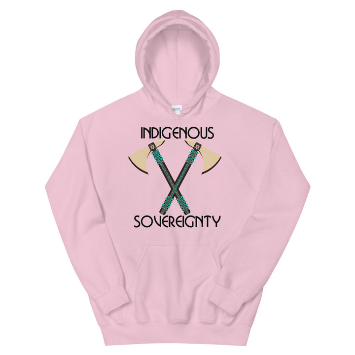 Indigenous Sovereignty Tomahawk Light Pink Hoodies by Chained Dolls