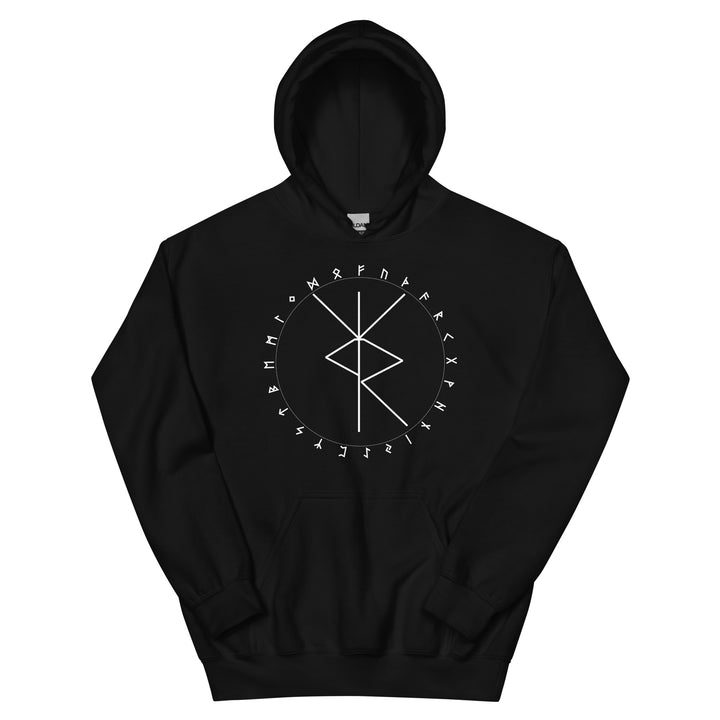 Travel Protection Bind Rune Black Unisex Hoodie by Chained Dolls