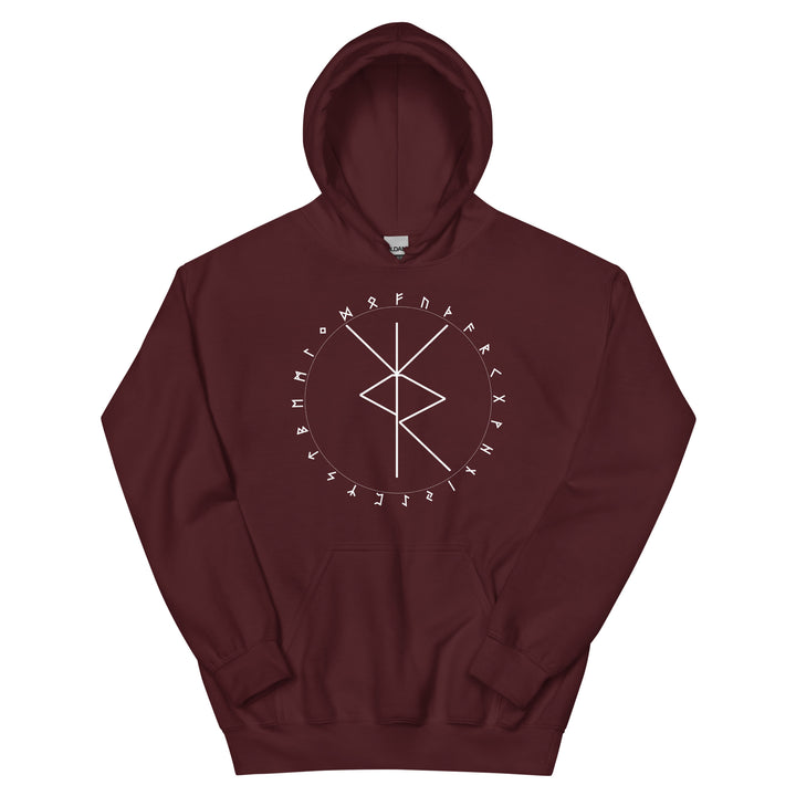 Travel Protection Bind Rune Maroon Unisex Hoodie by Chained Dolls
