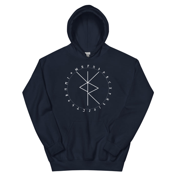 Travel Protection Bind Rune Navy Unisex Hoodie by Chained Dolls