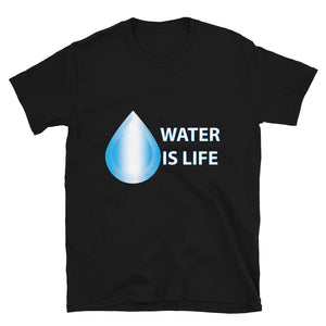 Water Is Life 1 Black Unisex T-shirt by Chained Dolls