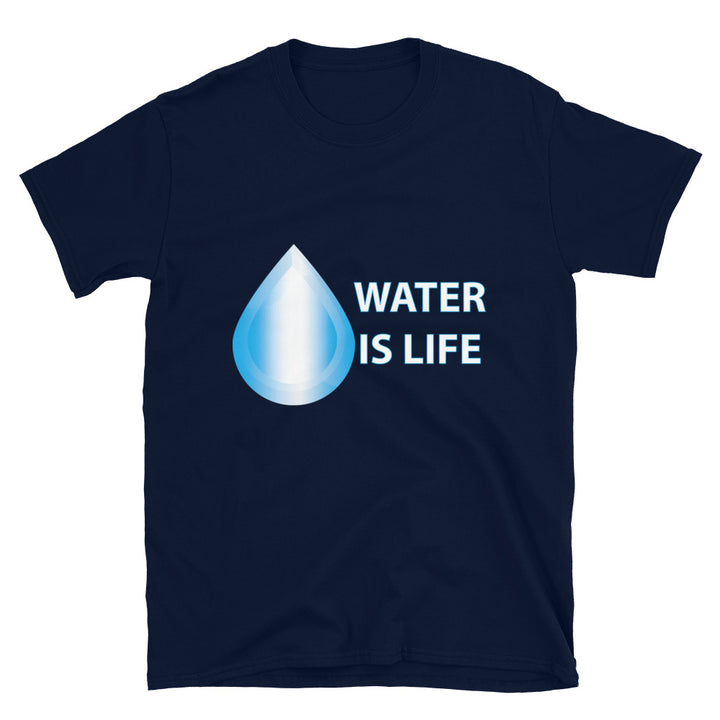 Water Is Life 1 Navy Unisex T-shirt by Chained Dolls