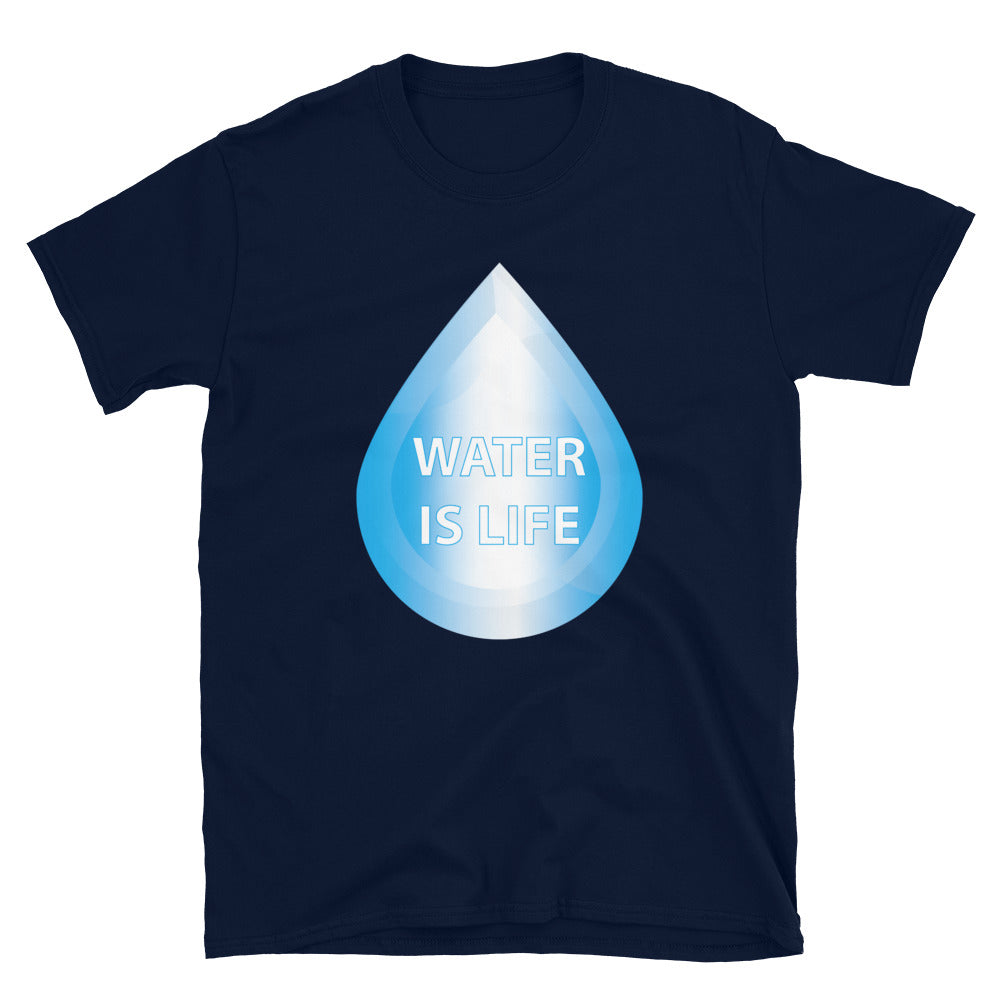 Water Is Life 3 Navy Unisex T-shirt by Chained Dolls