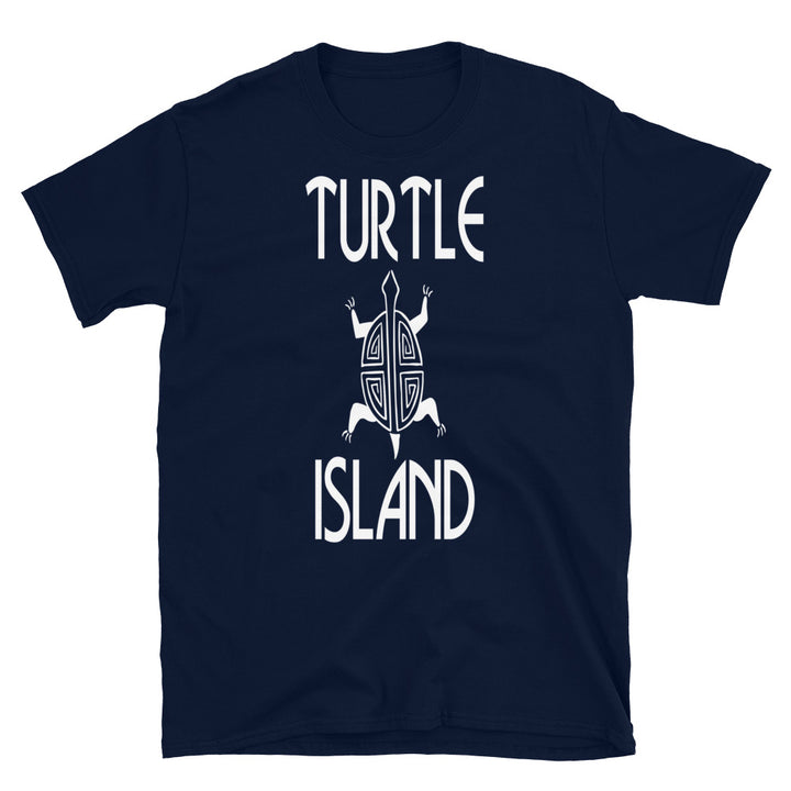 Turtle Island Navy Unisex T-shirt 3 by Chained Dolls