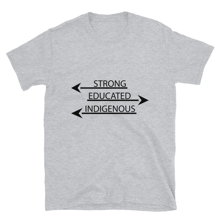 Strong Educated Indigenus Sport Grey T-shirt by Chained Dolls