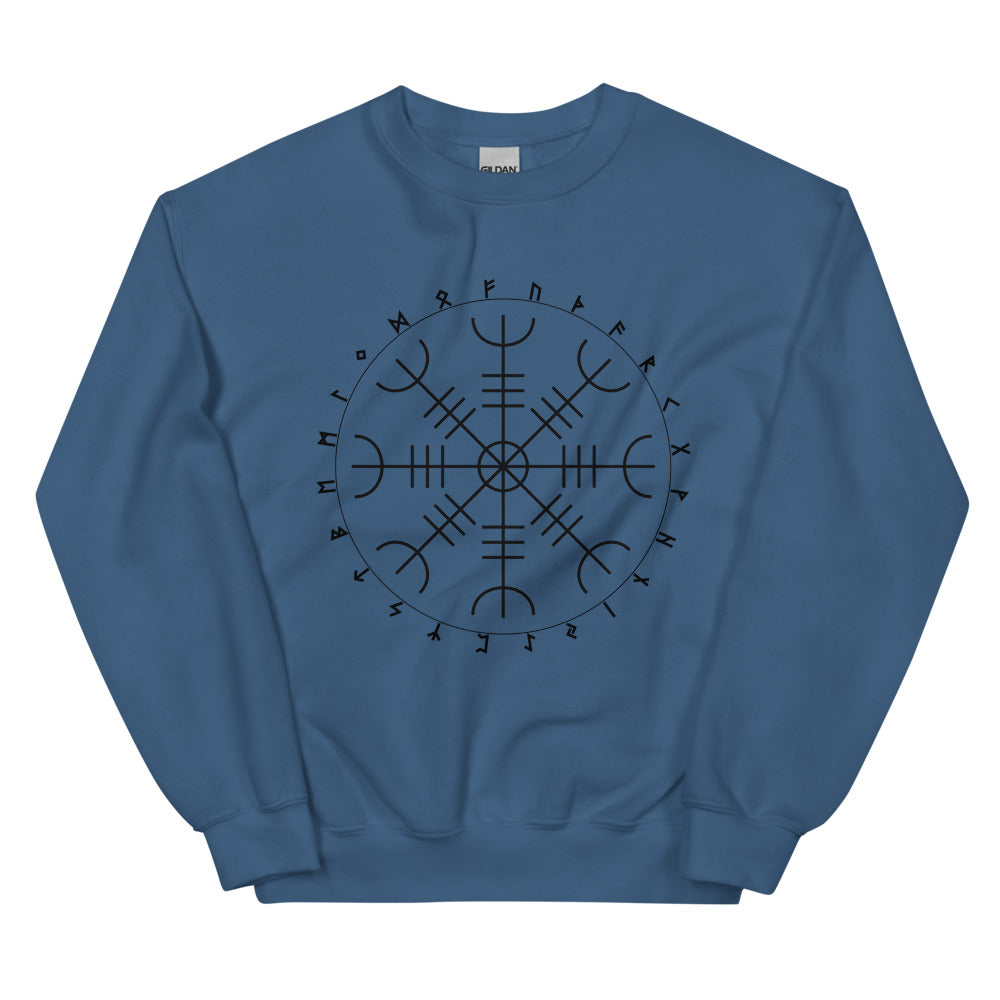 Aegishjalmr Runes Indigo Blue Sweatshirt by Chained Dolls