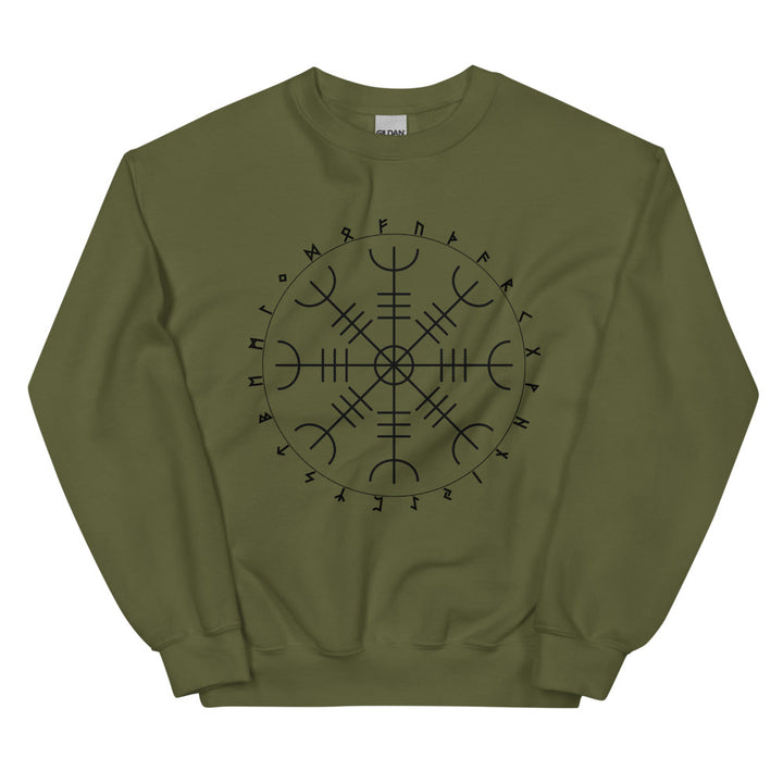 Aegishjalmr Runes Military Green Sweatshirt by Chained Dolls