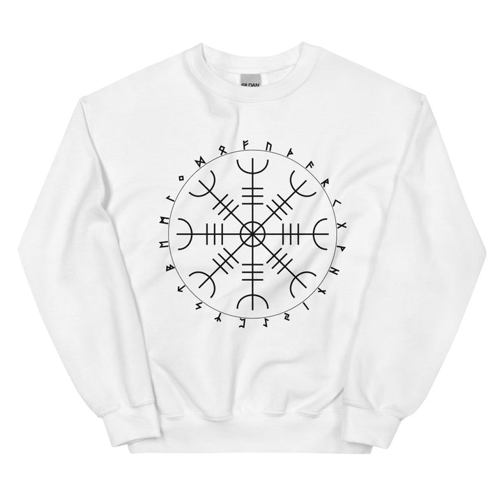 Aegishjalmr Runes White Sweatshirt by Chained Dolls