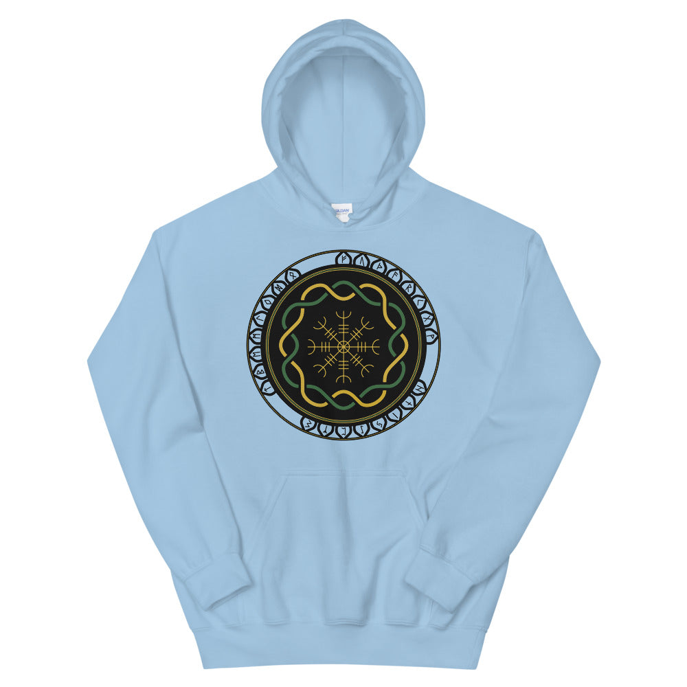 Celtic Runes 3 Light Blue Unisex Hoodies by Chained Dolls