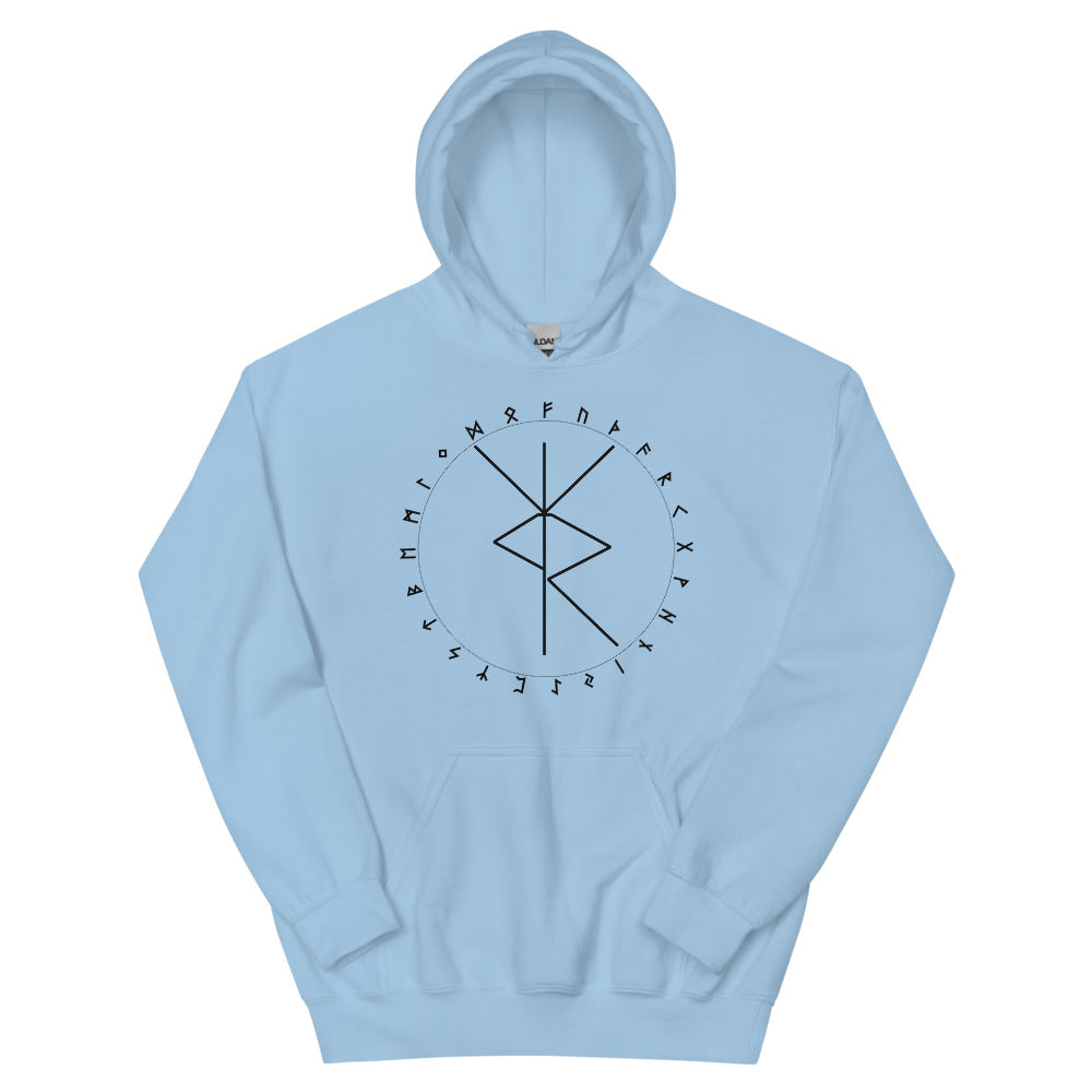 Travel Protection Bind Rune Light Blue Unisex Hoodie by Chained Dolls