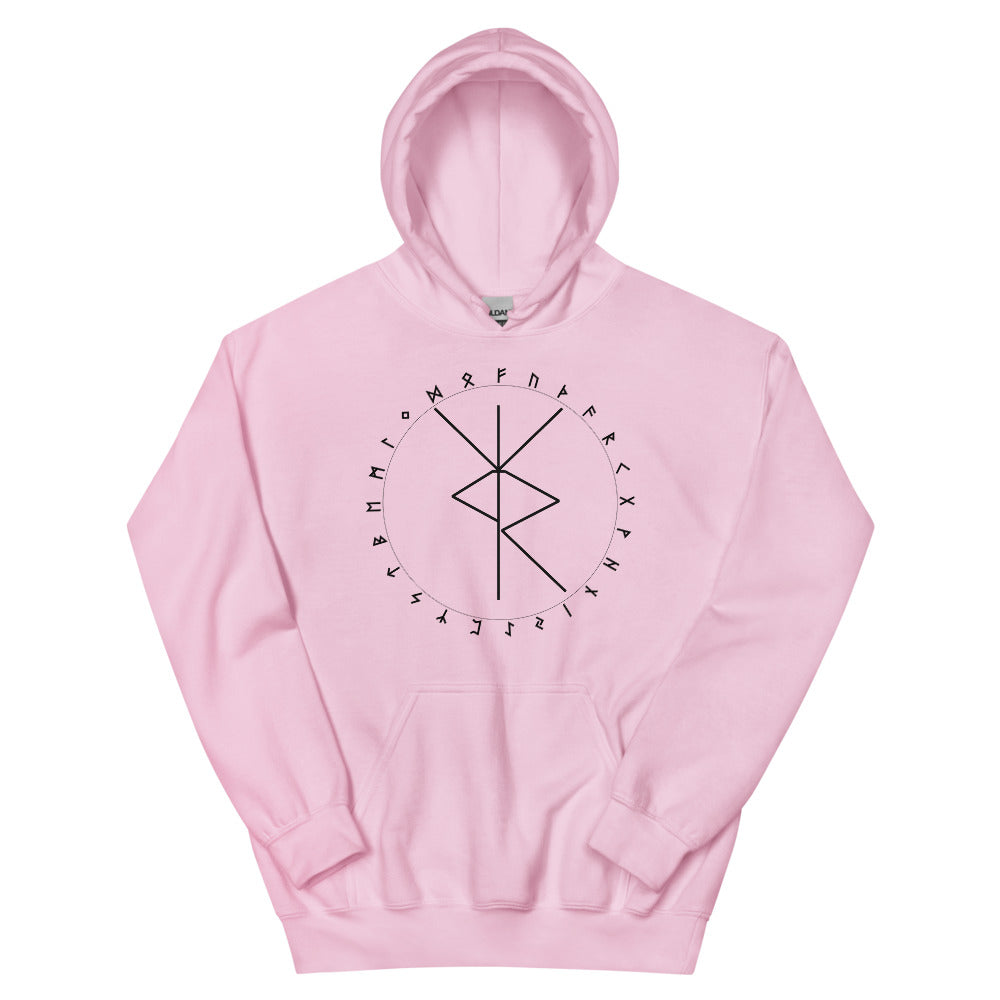 Travel Protection Bind Rune Light Pink Unisex Hoodie by Chained Dolls