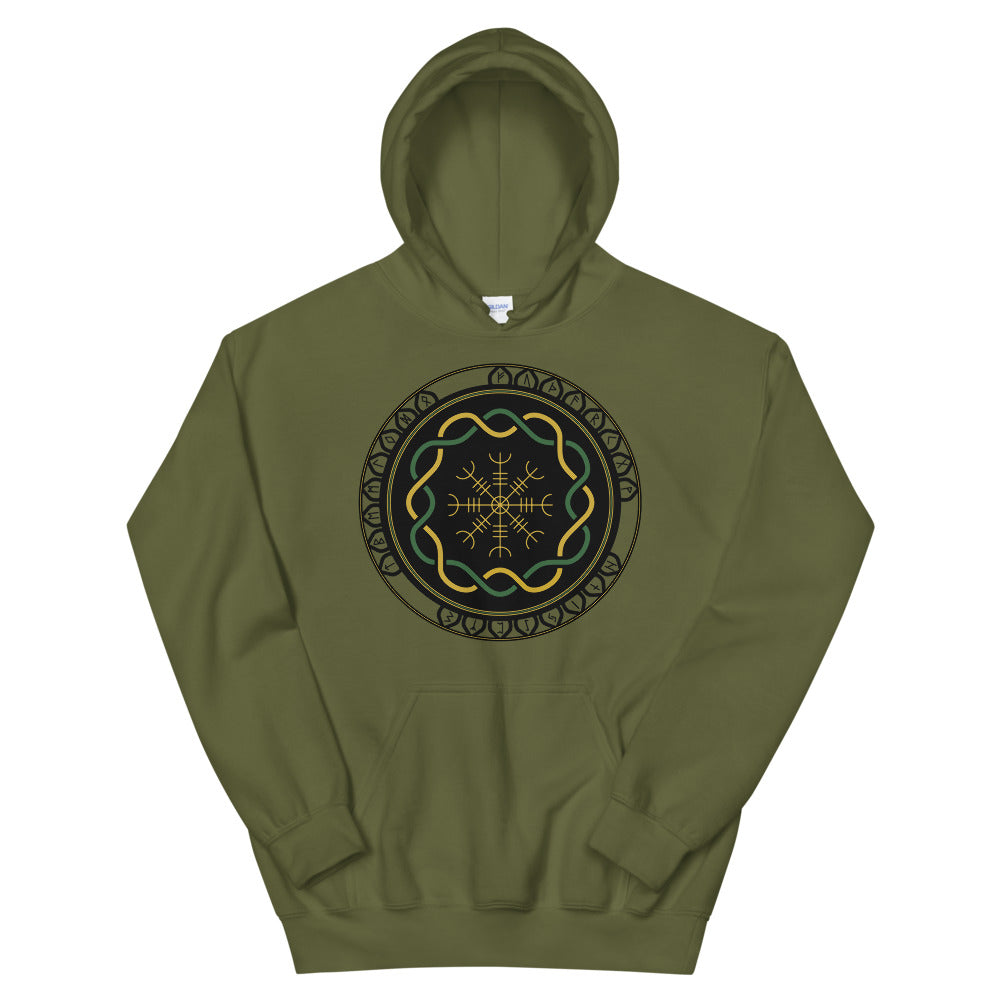 Celtic Runes 3 Military Green Unisex Hoodies by Chained Dolls