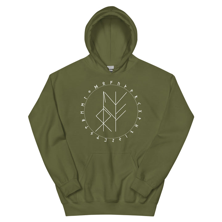 Ancestral Power Bind Rune Military Green Unisex Hoodies by Chained Dolls