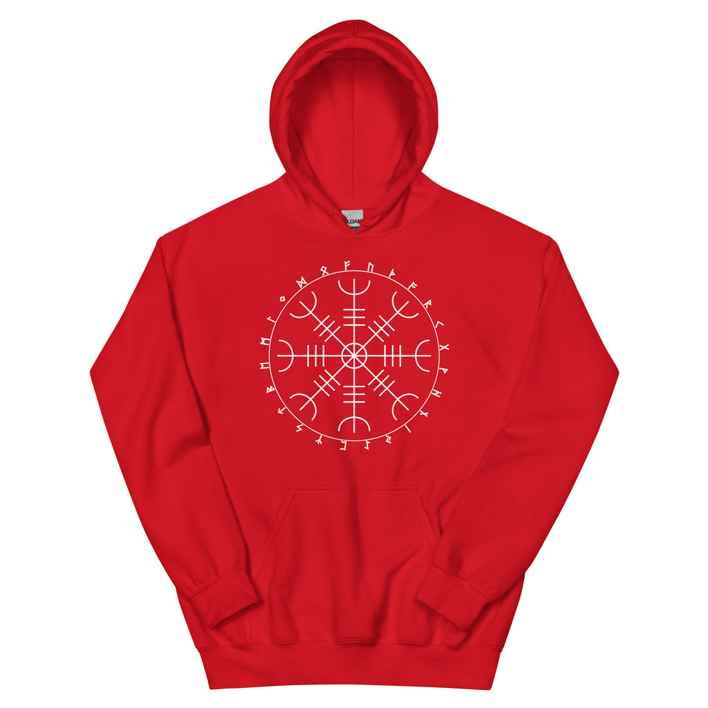 Aegishjalmr Runes Red Hoodie by Chained Dolls