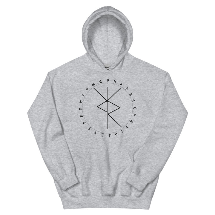 Travel Protection Bind Rune Sport Grey Unisex Hoodie by Chained Dolls
