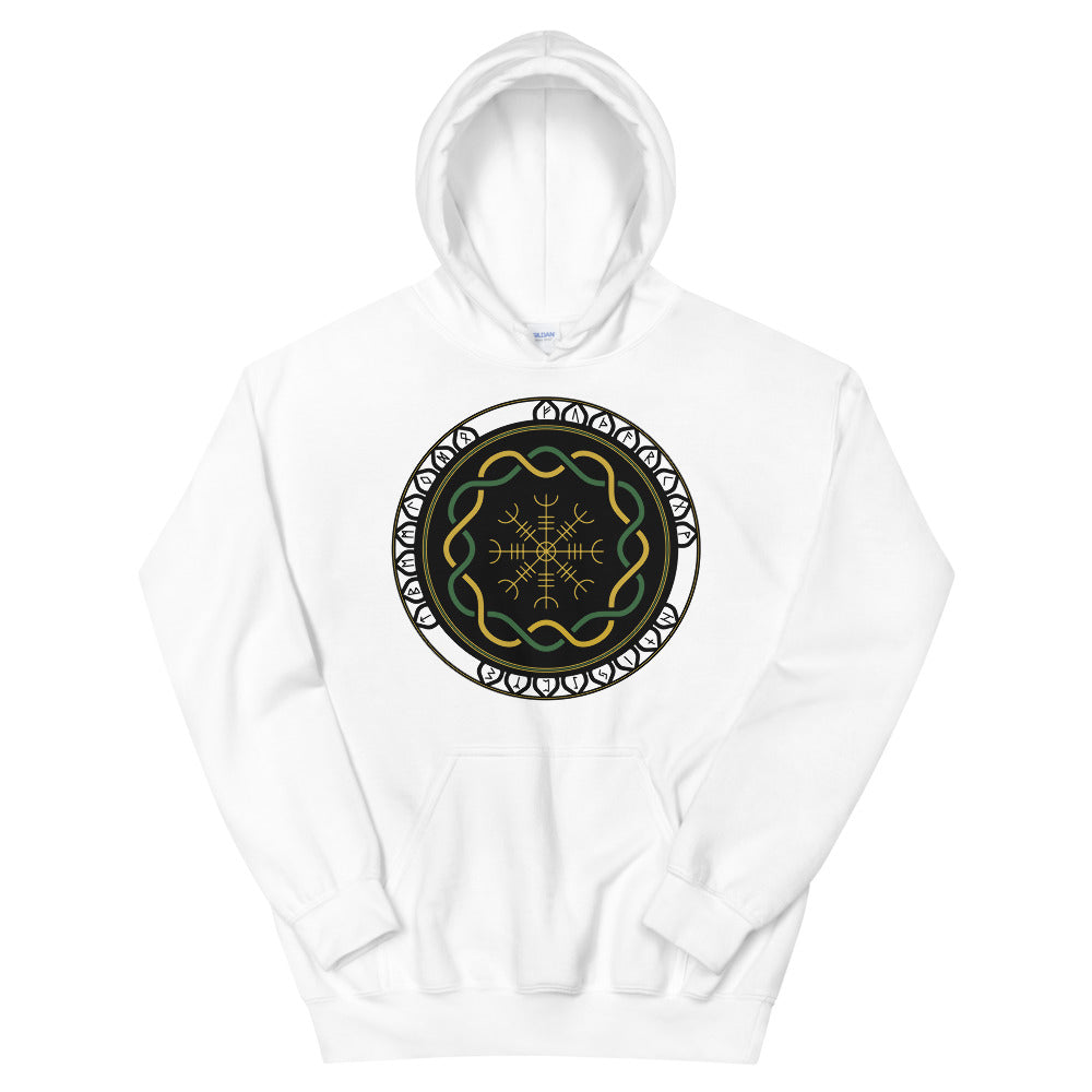 Celtic Runes 3 White Unisex Hoodies by Chained Dolls