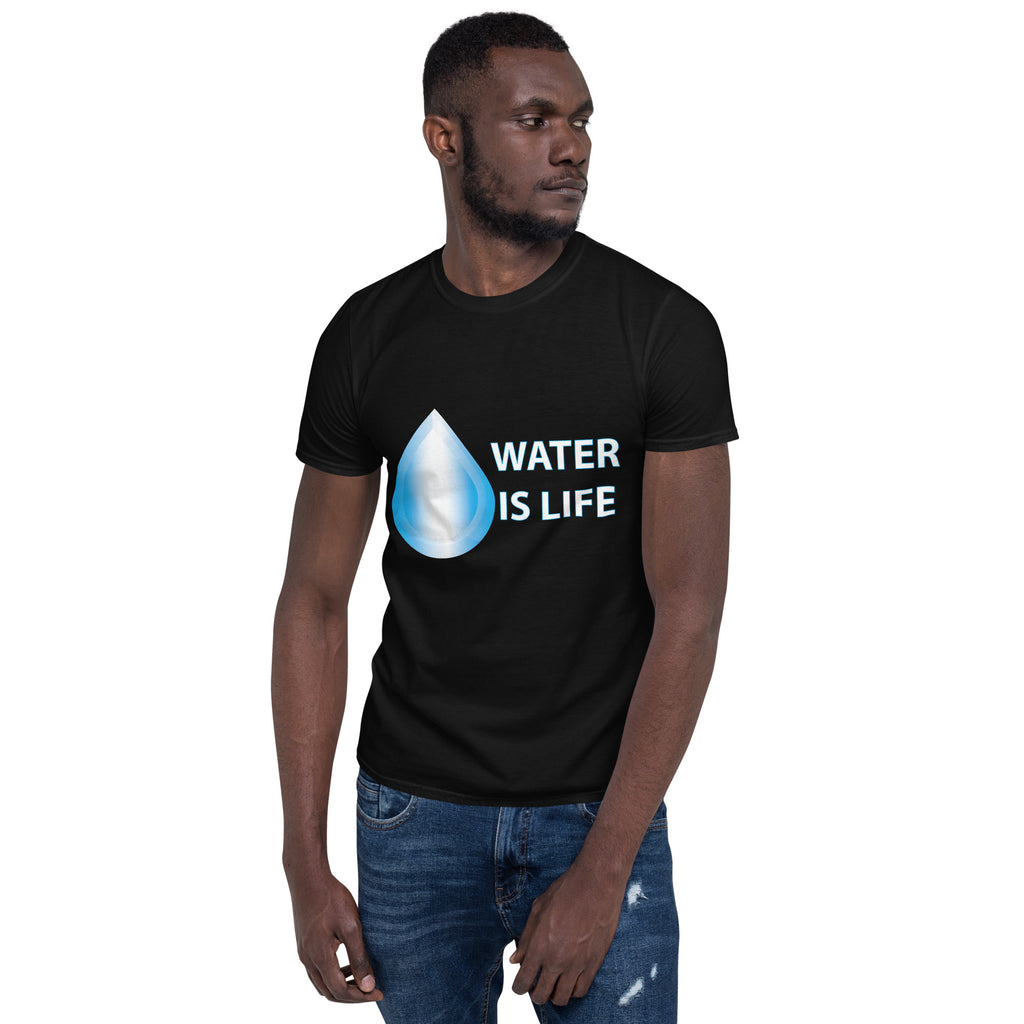Water Is Life 1 Black Unisex T-shirt by Chained Dolls